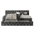 thumbnail image 3 of Home Design Darcey Luxurious Velvet Upholstered Daybed with Pull-Out Trundle, Diamond Button Tufted, Dark Gray, Easy Assembly, 3 of 11