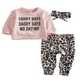 thumbnail image 1 of Toddler Outfits Letter Printed Shirt+Leopard Pants+Hairband, 1 of 5