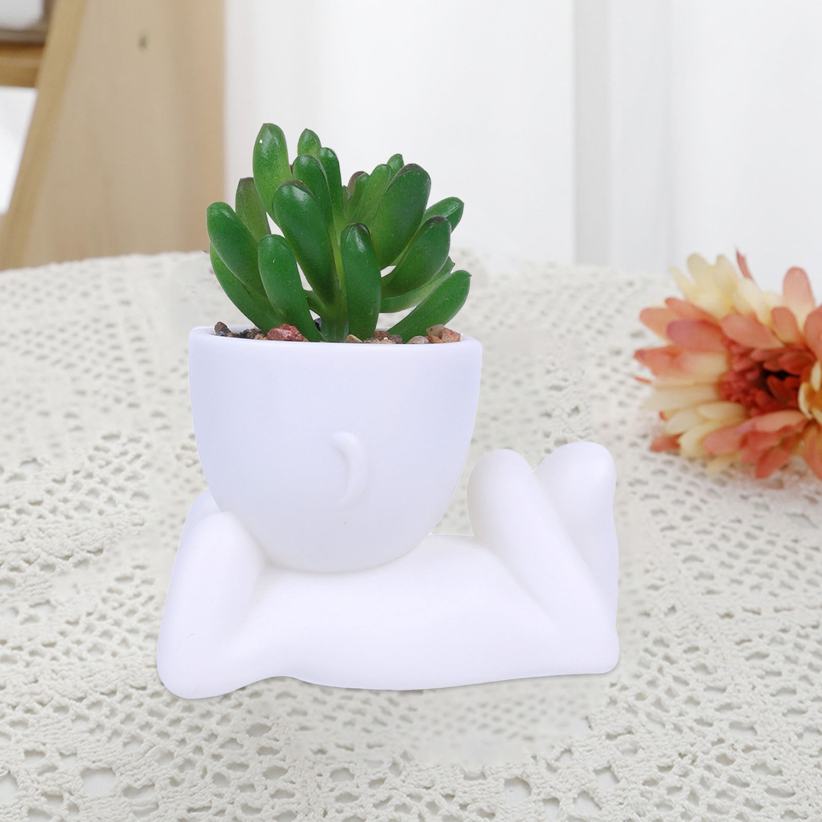 Succulent Pots, Modern Marble Style Ceramic Flowerpots, Miniature Decorative Planters for Home Gardening, Desk Decor, or Gift Ideas