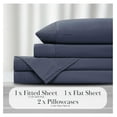 thumbnail image 3 of California King Bed Sheets 4-PC Set | 21" Extra Deep Pocket with 2 Pillowcases | Hotel Luxury Quality | Easy Care, Wrinkle-Free Bedsheet | Microfiber Bedsheets | Dark Blue, 3 of 9