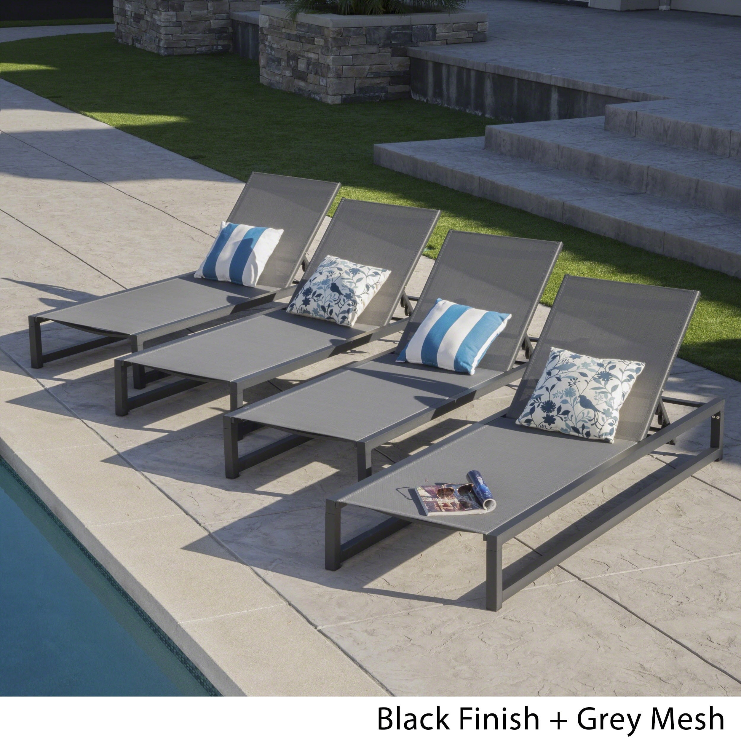 Christopher Knight Home Modesta Outdoor Aluminum Mesh Chaise Lounge Christopher Knight Home Modesta Outdoor Aluminum Mesh Chaise Lounge Set Of 4 By Com