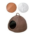 thumbnail image 3 of Simulated Rattan Cat Bed Cave Cat House Indoor Cat Kennel with Removable Cushion Coffee with 2 Mat, 3 of 9