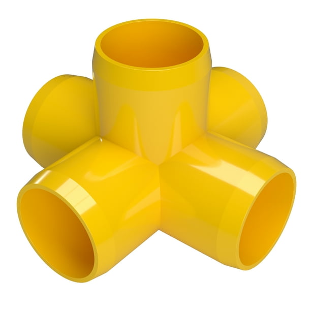 FORMUFIT F0125WCYE10 5Way Cross PVC Fitting, Furniture Grade, 1/2" Size, Yellow , 10Pack