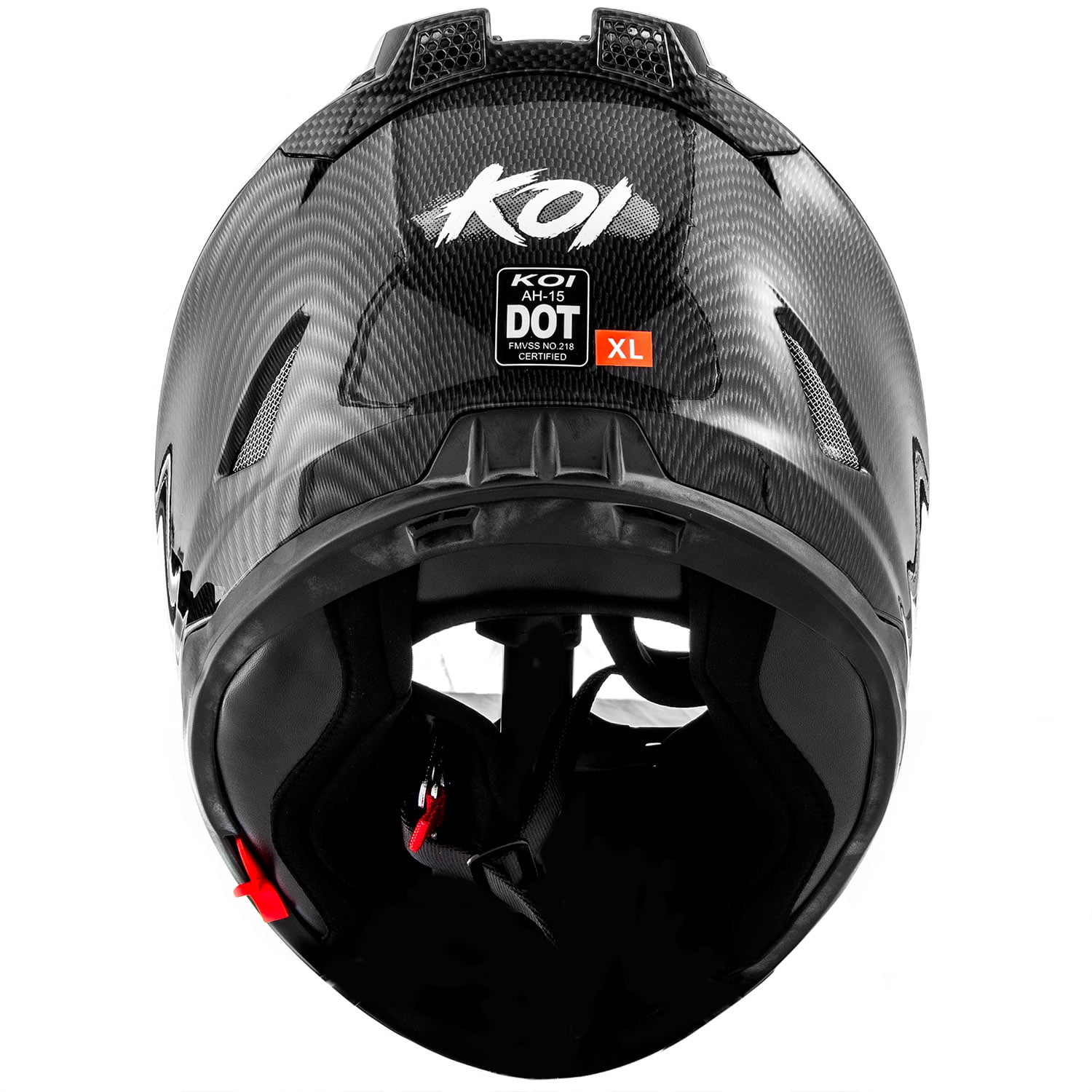 DOT Motorcycle Helmet Full Face KOI Gloss Carbon Fiber w/ Clear Visor