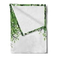 thumbnail image 2 of Nature Soft Flannel Fleece Throw Blanket, Tree Grass at Park Herbs Summer Season Eco Environment Mother Earth Image, Cozy Plush for Indoor and Outdoor Use, 70" x 90", Fern Green Black, by Ambesonne, 2 of 5