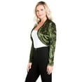 thumbnail image 5 of Fashion Secrets Women's Collarless Velvet Velour Bolero Shrug Cardigan (X-Large, Olive Green), 5 of 5