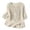Beige, variant on Babysbule Women Embroidered Notch V-Neck Blouse 3/4 Puff Sleeve Loose Fit Top for Boho Casual Vacation Daily Outfits
