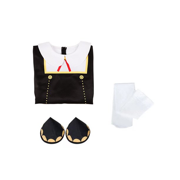 Anime SPY X FAMILY Anya Forger Cosplay disfraz negro vestido uniforme conjunto completo medias Halloween carnaval fiesta niños ropa 130 Gao Jinjia LED