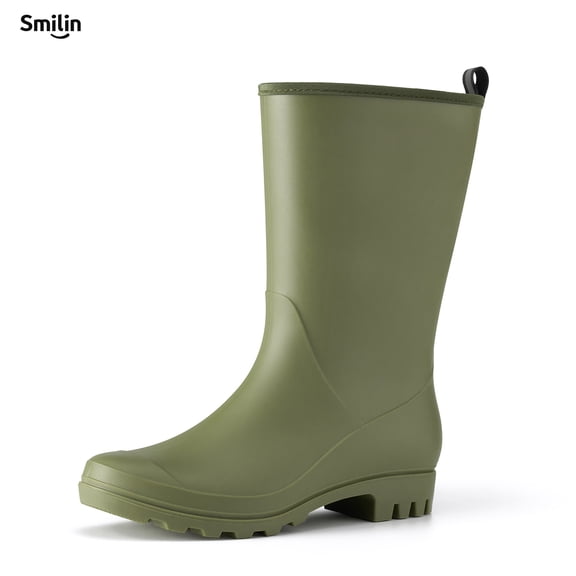 HISEA Rubber Wide Calf Rain Boots for Women Olive Green Size 8