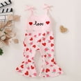 thumbnail image 2 of Staki Valentines Day Outfit Toddler Girl Toddler Baby Girl Valentines Day Outfit Love Sleeveless Tie-up Suspender Romper Bell Bottom Pants Spring Jumpsuit 6-24M 2-4T(Red,2-3 Years), 2 of 9
