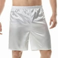 thumbnail image 1 of YYDGH Mens Satin Shorts Sleepwear Satin Pajama Bottom Underwear Silk Shorts Elastic Waist Lounge Sleep Short Pants White XXL, 1 of 5