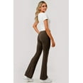thumbnail image 6 of High Waist Soft Brushed Stretch Knit Flare Pants - Chocolate Brown, 6 of 10