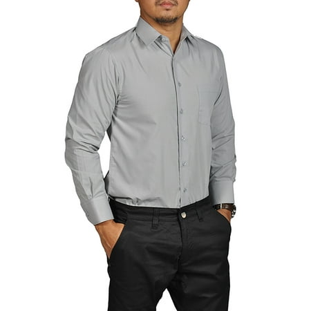 Gray Long Sleeve Shirt - Boltini Brand Mens Button Down Long Sleeve Dress Shirt Gray