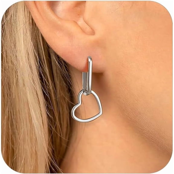 925 Sterling Silver Heart Hoop Earrings for Women Hypoallergenic 14k Gold Plated Minimalist U Hoop Earrings Link Drop Earrings Jewelry Birthday Graduation Gifts for Her