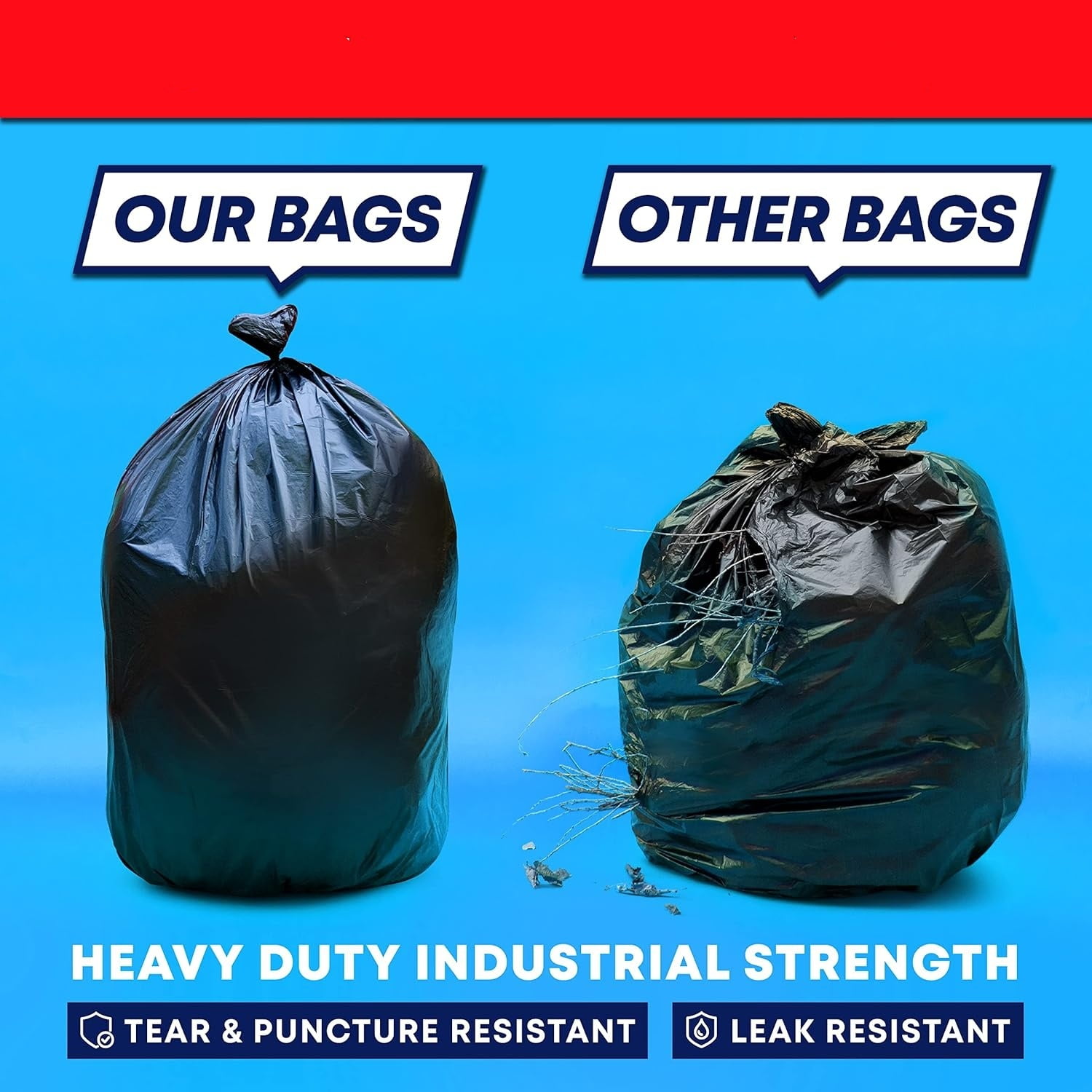 95-96 Gallon Trash Bags Heavy Duty (Huge 50 Bags W/Ties) 95-96 Gallon Trash Bags Large Black Heavy Duty Can Liners, Large 90-100 Gallon Garbage Can Liners