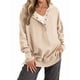 thumbnail image 2 of Sudadera con Capucha de Larga Extragrande para Mujer, Cuello en V, Botones y Abertura Lateral, Estilo Informal. Albaricoque XXL, 2 of 8