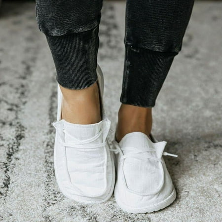 

Alexsix Women Lady Flat Shoes Loafers Lace Up Anti-slip Breathable Casual for Outdoor(White 36)