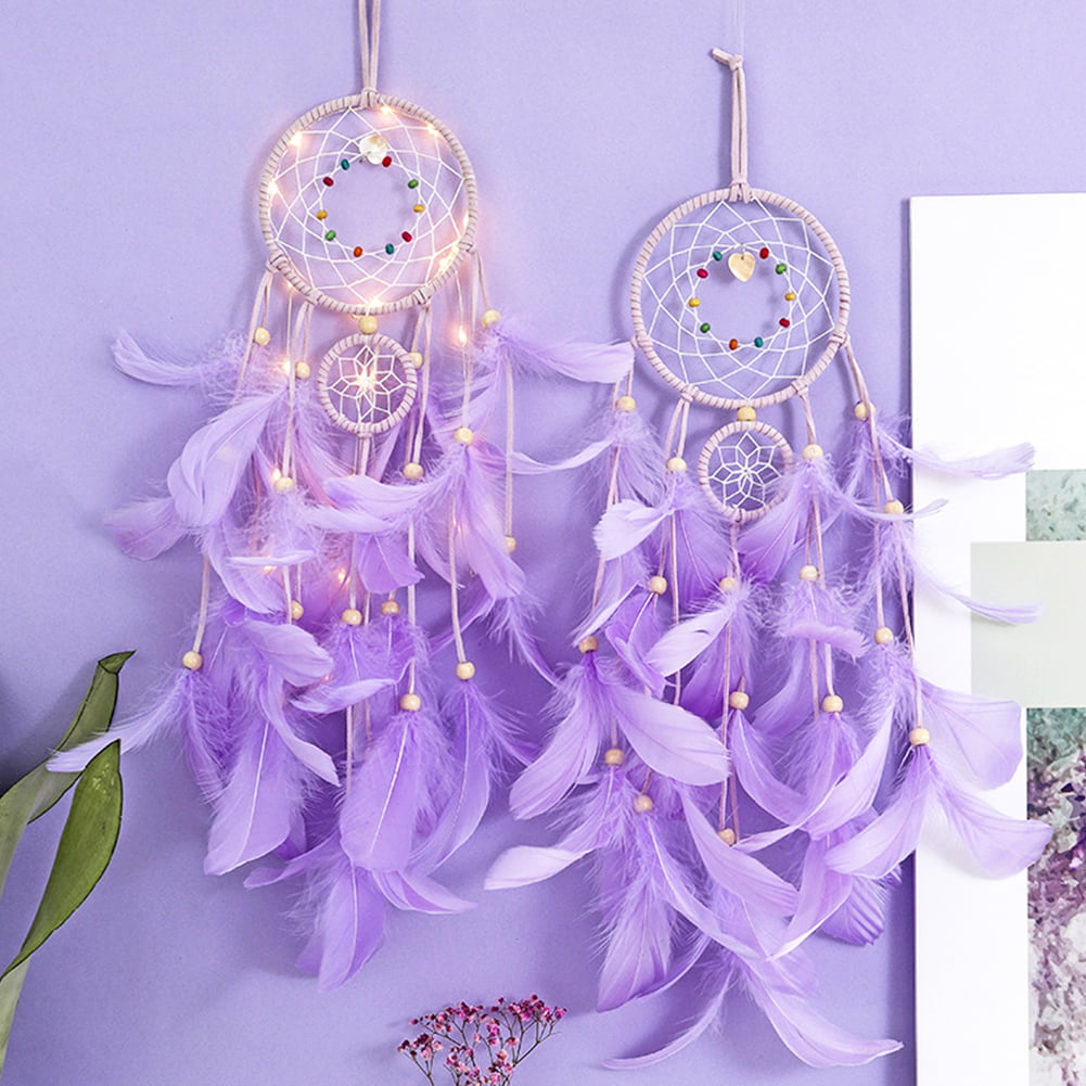Handmade White Decorative Feather Dream Catcher Home Wall Car Hanging Craft Gift 