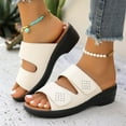 thumbnail image 5 of Hoshose Summer New Womens Slide Sandals Solid Color Hook&Loop Non Slip Casual Dressy Beach Sandals Breathable, 5 of 6