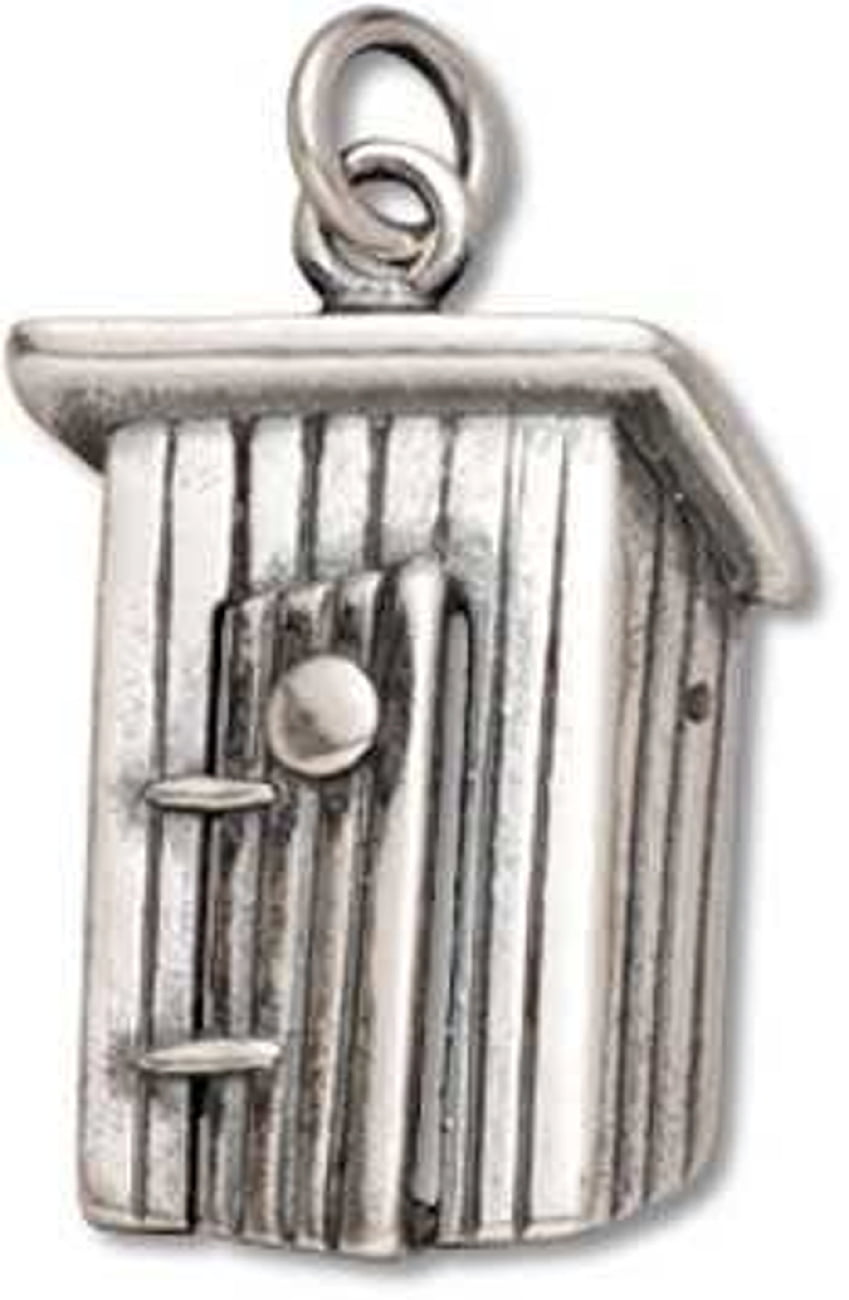 Sterling Silver 7 4.5mm Charm Bracelet With Attached Wooden Outhouse Or Shed Charm 