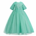 thumbnail image 2 of Lilgiuy Children Baby Girls Middle-aged Children's Embroidered Gauze Dress Princess Dress，Green,6-7 Years Fall for 2022 Spring Winter, 2 of 5