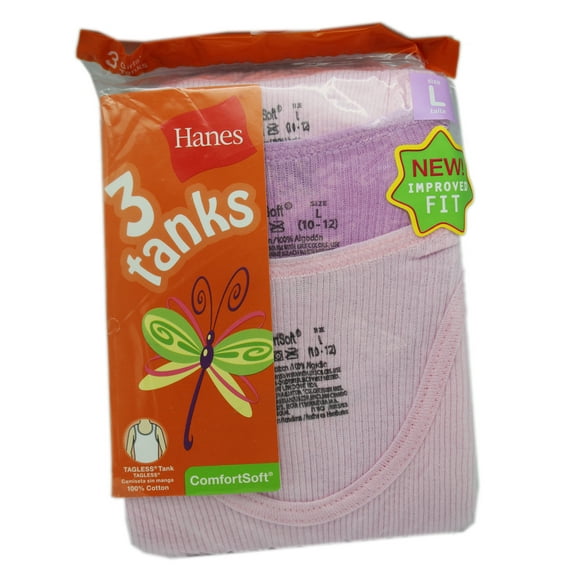 Hanes Girl's Tagless Tanks ComfortSoft 3pcs pk size M (7-8)