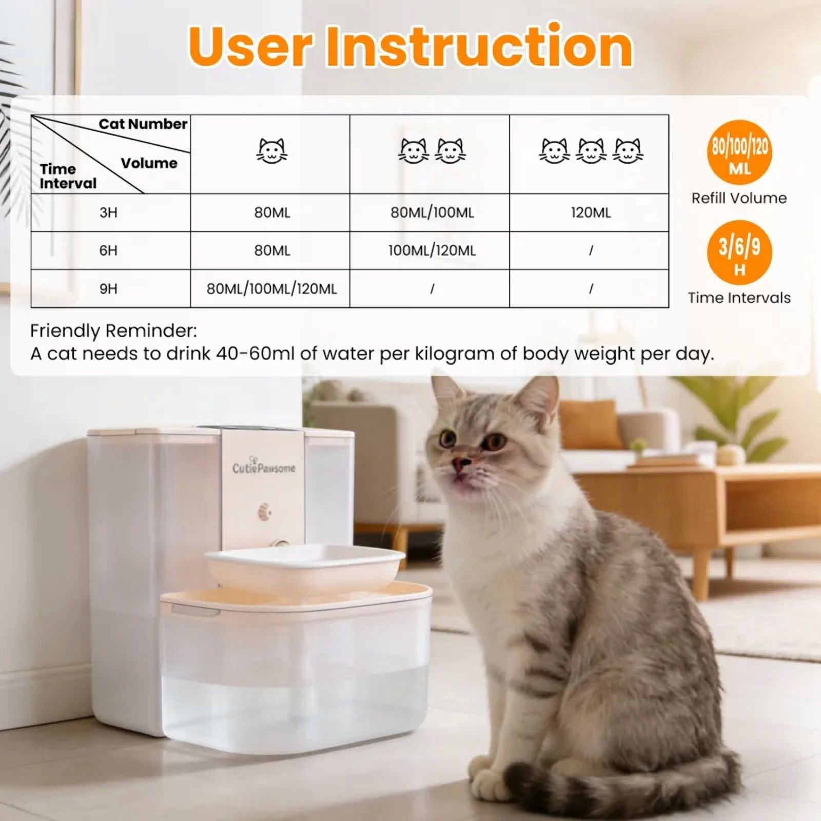 Smart Pet Water Fountain 4.5L, Cordless Rechargeable Automatic Cat Dog Water Dispenser, Remote Control, Dual-Tank Filtration, 3 Time Intervals & Volume Settings