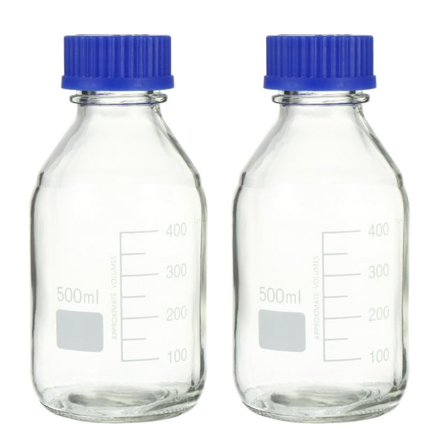 Miangastore 2 Pcs Bouteille de Réactif Chimique en Verre 500ml Échantillon de Laboratoire Bouteille de Scellage