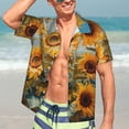 thumbnail image 4 of Cauagu Sunflower Field Art Print Hawaiian Shirt for Men,Casual Short Sleeve Button Down Shirts Summer Beach Men's Regular-Fit Short-Sleeve Print Shirt -Medium, 4 of 6