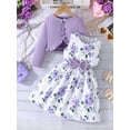 thumbnail image 2 of Suealasg Little Girls Fall Clothes Kids Girls Casual Dress 2T 3T 4T 5T 6T 7T 8T Sleeveless Round Neck Floral Print A-Line Tank Dress +Ruffled Ribbed Cardigan, 2 of 8