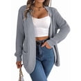 thumbnail image 2 of Womens Long Sleeve Open Front Cardigan Chunky Knit Draped Sweaters Outwear Grey L, 2 of 9