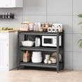 thumbnail image 3 of Bakers Rack with Wheels,Storage Shelves,3-Tier Metal Shelving Unit with Wheels for Kitchen Garage Office,Kitchen Stand with Adjustable Rack (18" D x 34" W x 32" H), 3 of 9