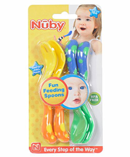 Nuby Fun Feeding Spoons & Forks 2-Pack one size yellow/green