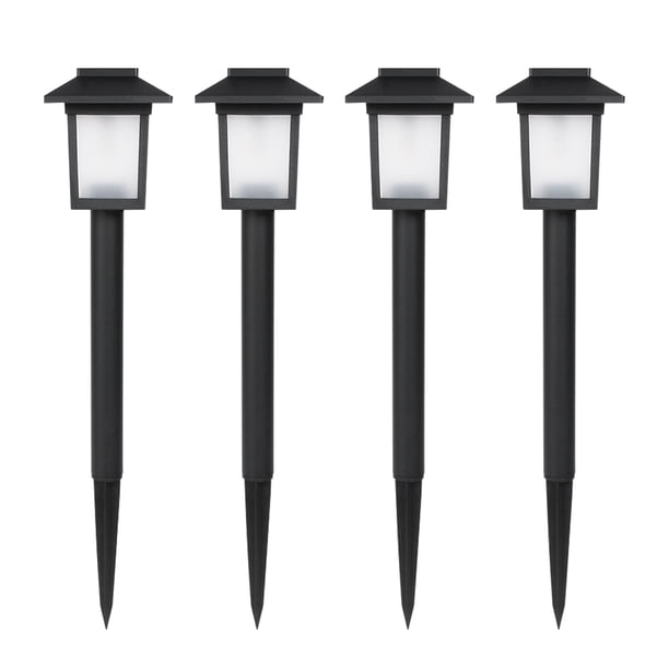 4 luces solares para jardín, impermeables, LED, para exteriores, color negro