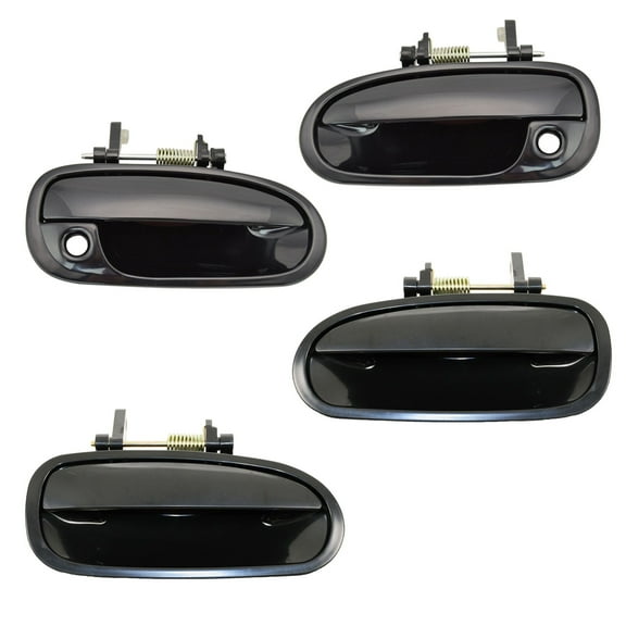 TRQ Door Handle Front & Rear Outside Outer Black Kit of 4 for 96-00 Honda Civic DHA32478