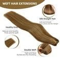 thumbnail image 3 of Sew in Hair Extensions Real Human Hair, 110g 16 inch Medium Brown Highlight Honey Blonde Weft Hair Extensions Remy Straight Weave Bundles, 3 of 6