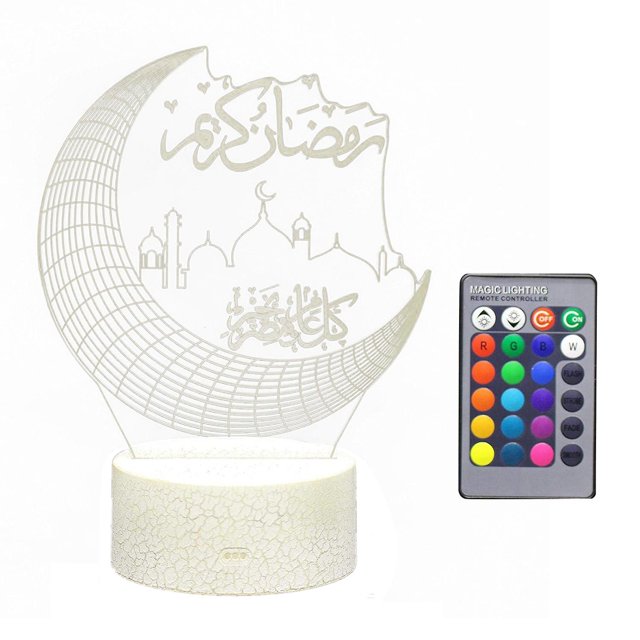 Moon Stars Control remoto Led Light Eid Mubarak Ramadan Decor Afortunado Sencillez