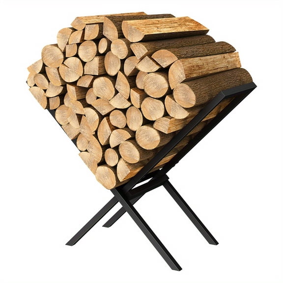 1pc Heavy Duty X-Shaped Firewood Rack, Waterproof Rustproof Outdoor Log Holder Stand, Multi-Purpose Wood Storage Carrier Organizer for Indoor Fireplace and Outdoor Use