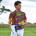 thumbnail image 3 of Picia Butterfly Garden Print Men's Polo Shirt, Two-Button Closure Pique Polo Shirt, Summer Fashion Golf Shirt-4X-Large, 3 of 6