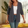 thumbnail image 3 of Uaswgudfs Women's Lightweight Knit Cardigan Sweaters - Vertical Stripe Open Front 3/4 Sleeve Multicolor Cover Up Top for Summer, Beach, Casual Loose Fit, 3 of 4