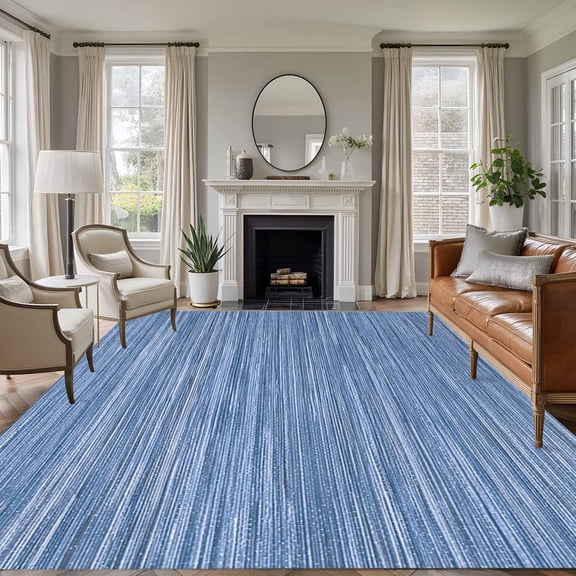 Blue Pattern Area Rug 5x7 Washable Rug Non Slip Vintage Abstract Minimalist Art Large Area Rug Soft Stainresistant Indoor Floor Carpet for Living Room Bedroom Home Office Dining Room Nursery