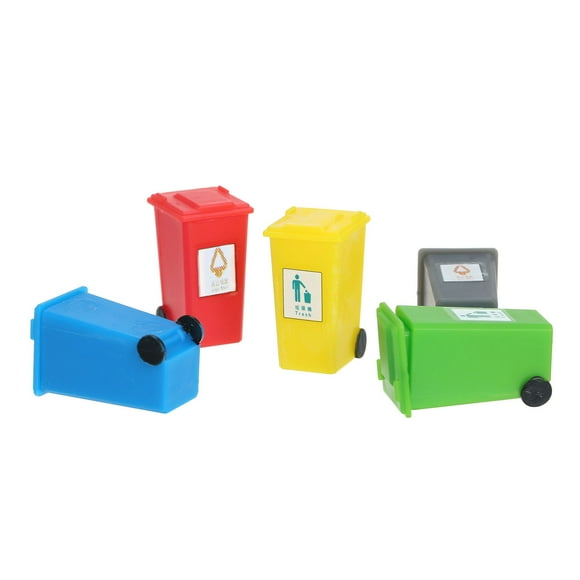 Generic Miniature Garbage Cans Painted Garbage Cans Model Garbage Truck Cans Sandtable Fairy House Street Scenery Decoration
