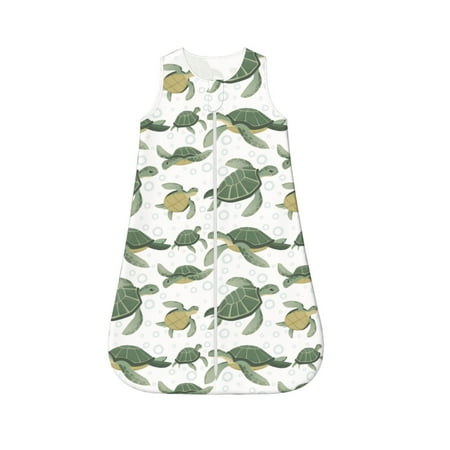 

Fotbe Cute Turtle Pattern Sleep Sack - Baby Wearable Blanket with Zipper Extra Soft Cotton Sleeveless Sleeping Bag for Infants-Medium