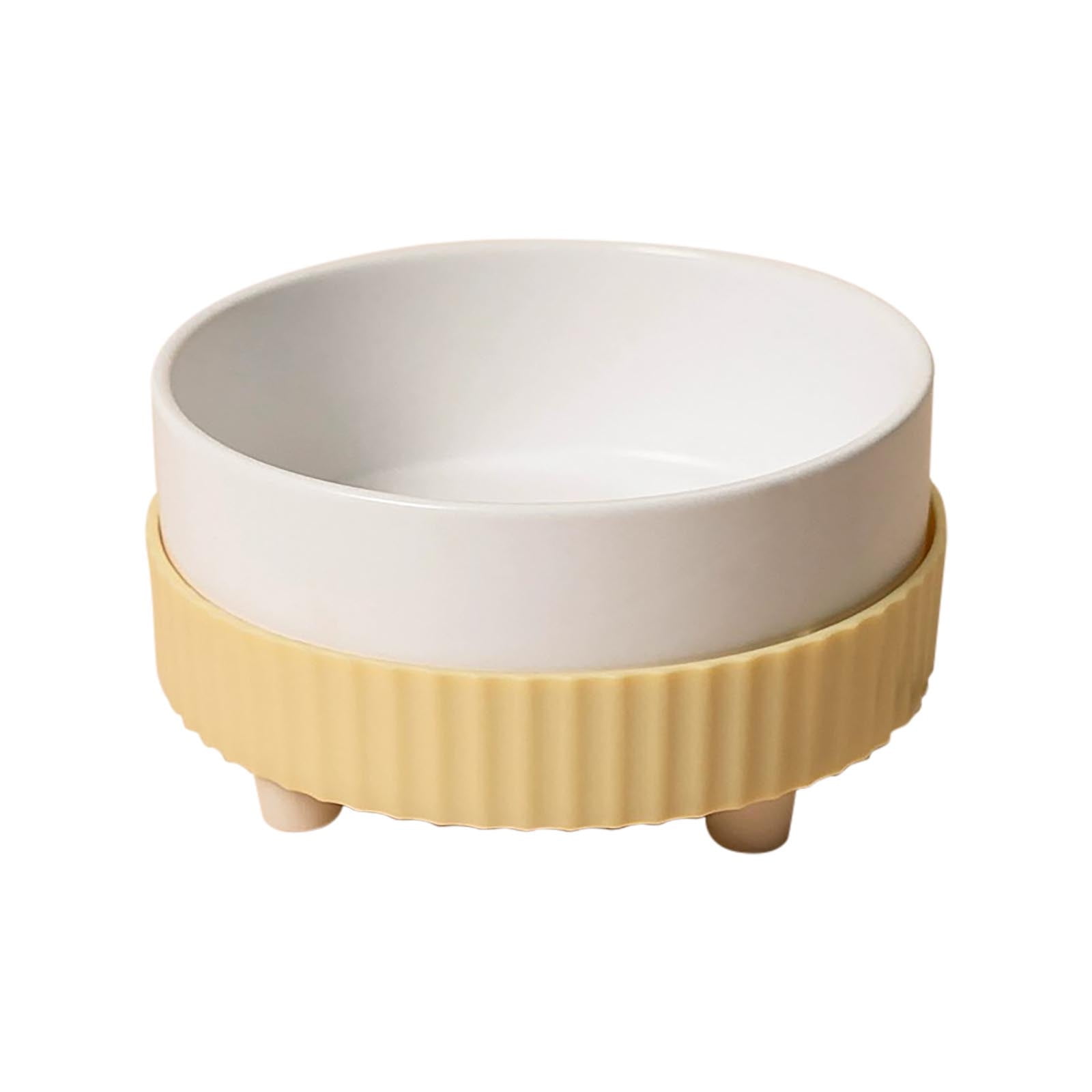 Fmbmuo Non-Slip Heated Dog Bowls Constant Temperature Heating Ceramics Yellow Cat Bowls, Medium Whisker-Friendly Art Deco Pet Bowls, Suitable for Singles Pets