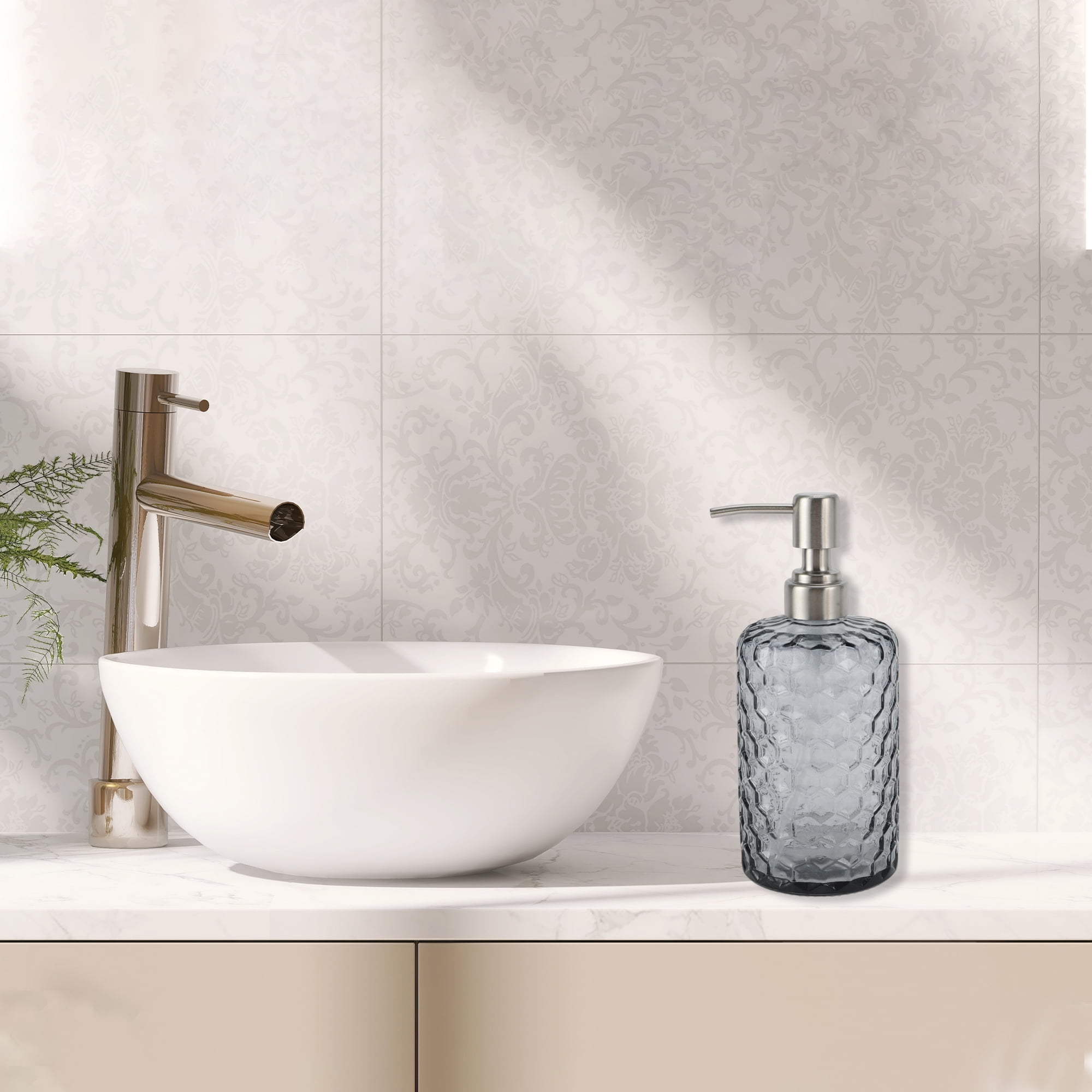 1 Pc Simple Cylindrical Soap Pump Dispenser for Bath 500ml Gray Silver Tone