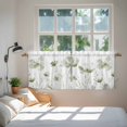 thumbnail image 4 of Sage Green Flowers Tier Curtains, Watercolor Retro White Floral Leaves Light Filtering Kitchen Curtains, 2Pcs Rod Pocket Half Window Treatments Panels for Sink Cafe Cabinet Camper 27.5x24 Inches, 4 of 9