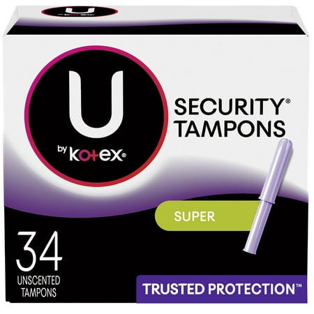 U by Kotex Security Tampons, Super Absorbency, Unscented 34 (Best Tampons For Light Flow)