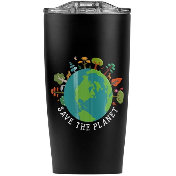 Save The Planet Illustration Conserve Stainless Steel 20 oz Travel Tumbler, Vacuum Insulated & Double Wall with Leakproof Sliding Lid | Great for Coffee/Hot Drinks and Cold Beverages