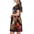 thumbnail image 2 of Balery Colorful Flower German Shepherd Vestidos sueltos de manga corta para mujer, vestidos de verano 2025, vestidos casuales de corte A con vuelo., 2 of 6