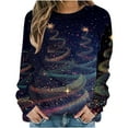thumbnail image 2 of Craaazy Women's Christmas Colorful Print Shirts Round Neck Loose Long Sleeve Sweatshirt Top Gifts, 2 of 5